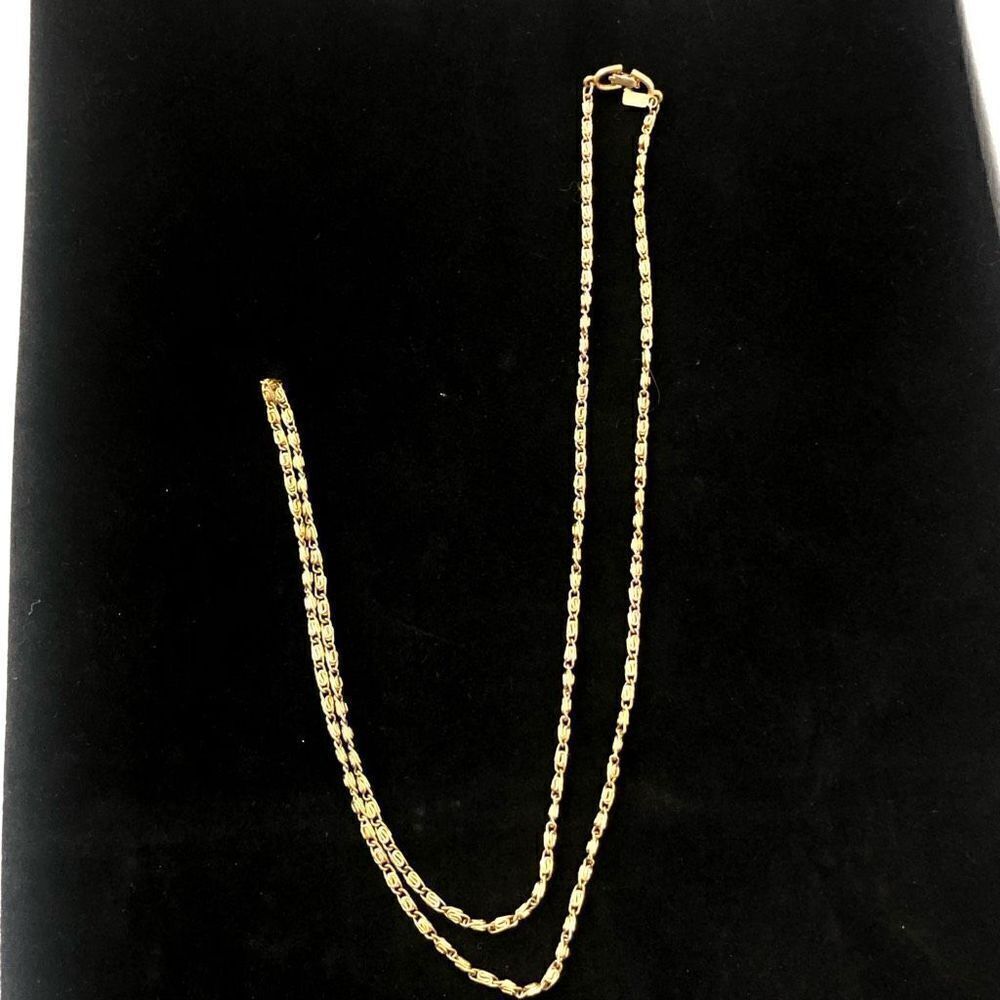 vintage 1970's roget‎ signed unique swirled  gold tone chain necklace 18 inches